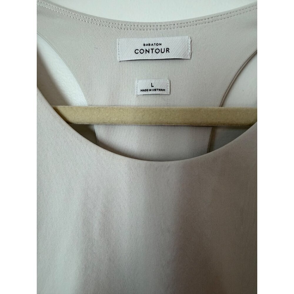 Babaton Contour Ruched Bodycon Racerback Tank Dress In Light Beige Size Large - Picture 3 of 6